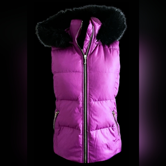 Juicy Couture Down Vest Fuchsia Purple Gold Zip - Picture 2 of 11